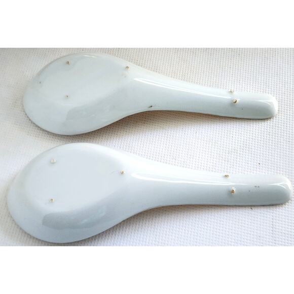 CHINESE SOUP/RICE/NOODLE BOWLS-Spoons-Vintage-Gold Trim-Phoenix & Dragon-Set 2 - Picture 7 of 14